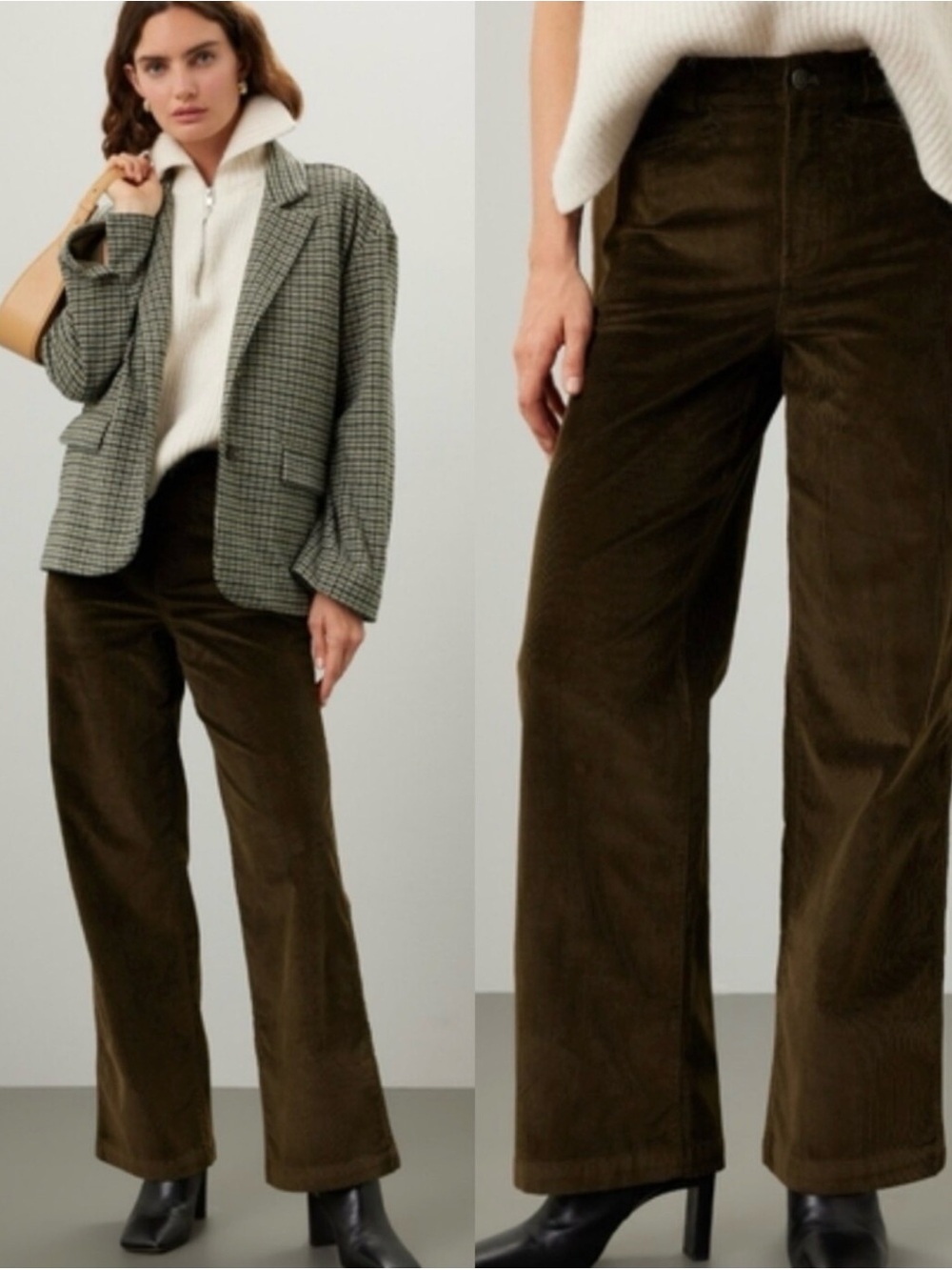 Madewell Emmett Wide-Leg Corduroy Pants in Olive sz 26
